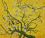 Famous Yellow Paintings - Branches of an Almond Tree in Blossom yellow